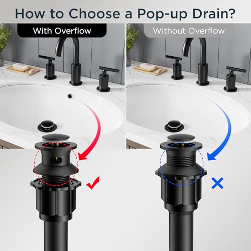 FORIOUS Bathroom Sink Drain with Overflow, Pop Up Drain Assembly with Detachable Basket Stopper, Anti-Explosion and Anti-Clogging Strainer, 304 Stainless Steel, Matte Black - color: Matte Black