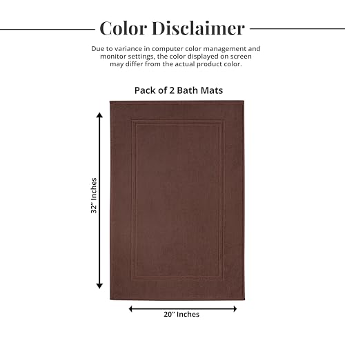 Tens Towels Pack of 2 Bath Mats 100% Cotton, 20 x 32 Inches, Super Absorbent, Hotel Quality Premium Floor Towels, Luxurious, Soft & Quick Dry, Not a Bathroom Rug (Brown) - color: Brown