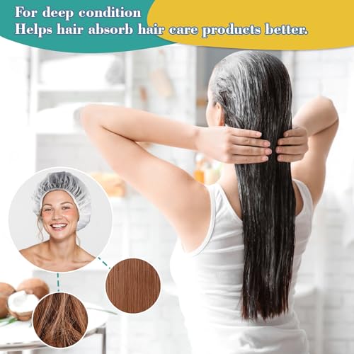 MAQIHAN 6 Shower Cap Reusable Waterproof - Large Plastic Shower Caps Hair Treatment Deep Conditioning Cap Shower Hat Hair Care Bathing Travel Essentials Washable Cover Women Men Long Hair Accessories - size: Large