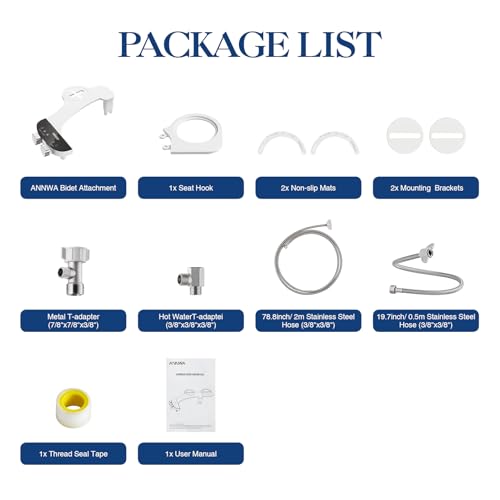 Bidet Attachment for Toilet Seat Non-Electric Bidet Hot and Cold Water Bidet Attachment Toilet Adjustable Water Temperature Posterior/Feminine Wash Dual Retractable Nozzle(AM-US-TT18N)