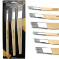 GACDR Slant Lining Fitch Trim Paint Brushes, Pack of 6, 0.5", 0.75", 1" | Angled Cutting In Paint Brush, Fast Accurate Detail & Control, Hobby & Craft, 2 Each of 3 Sizes