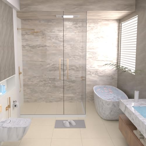 Duzzy 39 Inch Collapsible Shower Threshold Water Dam, Shower Dam Strip Water Stopper, Ideal for Wheelchair Accessible, Suitable for ADA Handicap Showers Bathroom