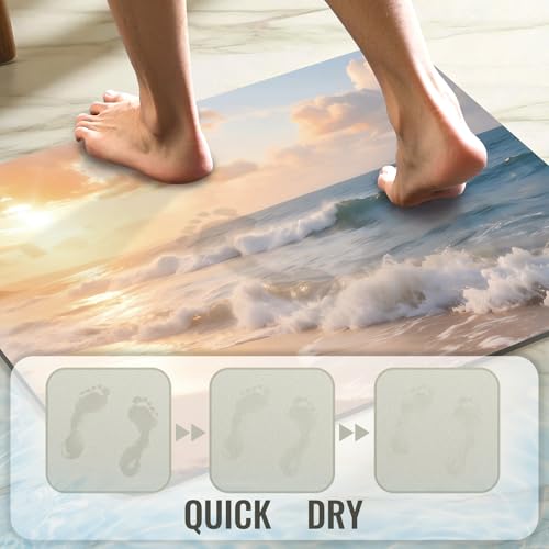 Quick Dry Bath Mat for Bathroom,Super Absorbent Beach Welcome Bath Rug Non-Slip Rubber Backing,Machine Washable Bathroom Floor Mat for Shower, Tub, Sink Area Sunrise 30x20 - color: Sunrise, size: 1'8" x 2'6" (Rectangular)