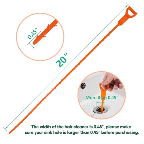 Drain Snake Hair Drain Clog Remover - 4 Pack Shower Snake Sink Unclogger Tool with Exquisite Packaging (Orange) - color: Orange, style: 4 Pack