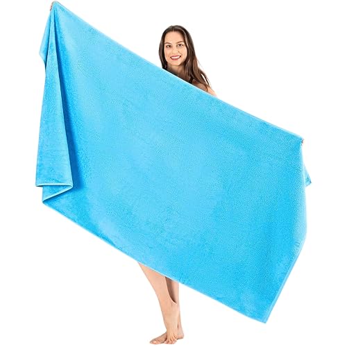 SALBAKOS Luxury 100% Turkish Cotton 40x80 in Extra Large Beach & Bath Towels | Oversized Bath Sheets | Premium Hotel Quality Thick Soft Absorbent Turkish Towel (Pack of 1, Aqua, Jumbo Bath Sheet) - color: Aqua, size: Jumbo Bath Sheet