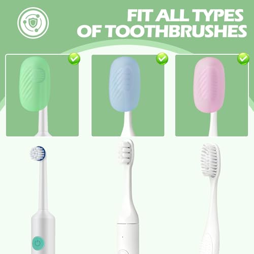 Lapfoon 6 Pack Toothbrush Covers, Tooth Brush Cover Cap for Electric & Regular Toothbrush Head - color: Green