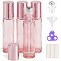 PrettyCare 4 Pack, 10 ml Essential Oil Roller Bottles with Stainless Steel Roller Ball - Refillable Leak-proof Empty Thick Pink Glass Roll on Bottles with Pink Caps for Travel, Perfume - color: Pink with Pink Cap, size: 4 Pack
