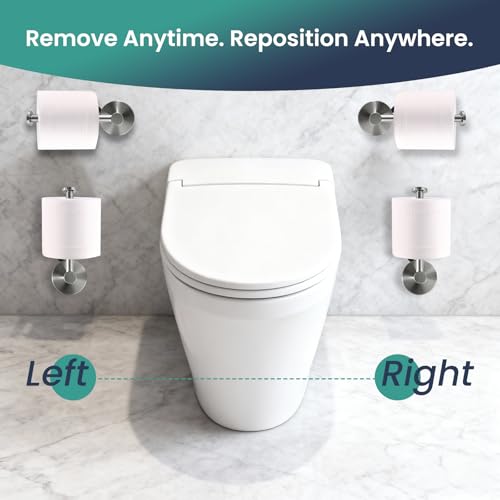 Removable Suction Cup Toilet Paper Holder, No Drilling Bathroom Wall Mount Tissue Roll Holder Brushed Nickel Stainless Steel Damage-Free Easy Install & Reposition Fits Smooth Surfaces - color: Brushed Nickel