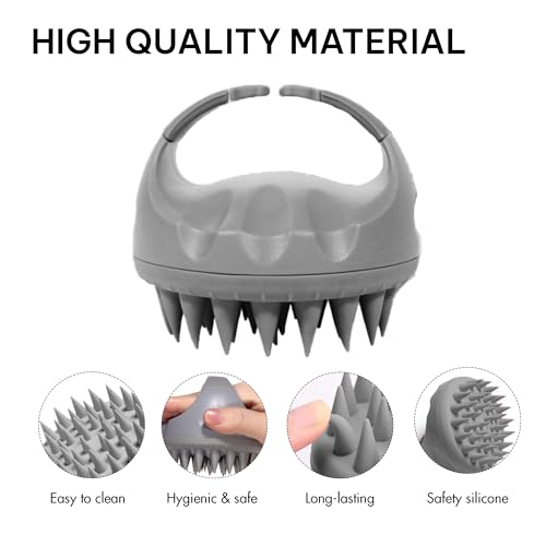 Hair Scalp Massager with Gift Set, Scalp Scrubber for Hair Growth & Dandruff Removal, Shampoo Brush with Soft Silicone Bristles - color: Gray