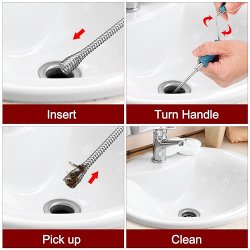 HARFINGTON Drain Augers 8.5 Ft Stainless Steel Flexible Plumbing Auger Hair Drain Cleaner Tool Toilet Auger Clog Remover Tool for Kitchen Bathroom Shower Sink Toilet Bathtub, Blue - color: Blue, size: 2.6m