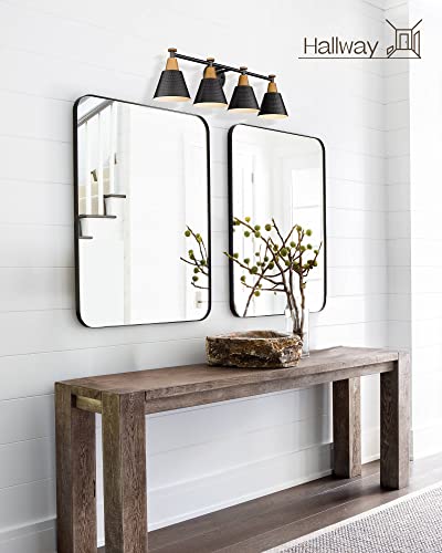 FEMILA Bathroom Vanity Light, 4-Lights Bathroom Light Fixtures Over Mirror, Modern Wall Mounted Lamp, Hammered Metal Shade, 4FG59B-4W BK - color: Matte Black, size: 30"