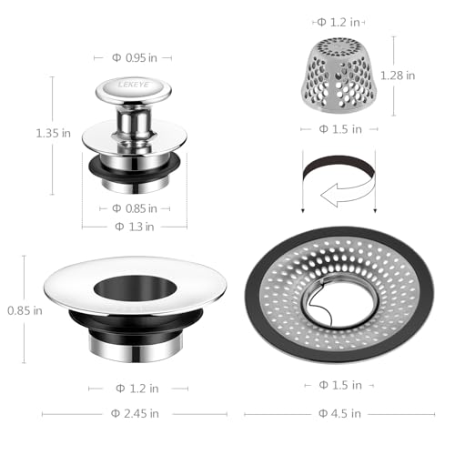 LEKEYE Shower Drain Hair Catcher | Bathtub Stopper/Strainer Stainless Steel Drain Protector - color: Stainless Steel