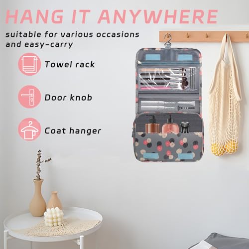 Toiletry Bag Travel Bag with Hanging Hook, Waterproof Capacity Hanging Multifunctional Makeup Bag for Toiletries, Portable Cosmetic Bag Travel Organizer for Women and Men(Blue Flower) - color: C3-Blue Flower