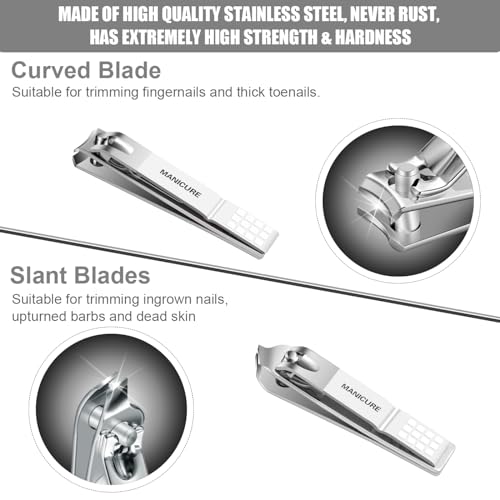 Manicure Set Professional Nail Clippers Pedicure Kit, 16 pcs Stainless Steel Nail Care Tools Grooming Kit with Luxurious Travel Leather Case for Thick Nails Men Women Gift (White) - color: White