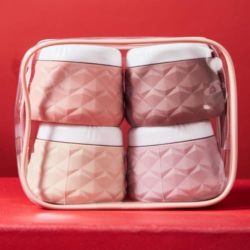 Silevoler Travel Size Containers for Toiletries, 1.7oz TSA Approved Travel Size Toiletries Silicone Cosmetic Cream Jars, Leak-Proof Refillable Containers W/Clear Bag (PINK, 3OZ) - color: PINK