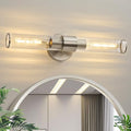 Bathroom Vanity Light Fixtures, Nickel Wall Sconces in Threaded Glass, Modern Wall Light for Bathroom Living Room Bedroom, Hallway - color: Nickel-B
