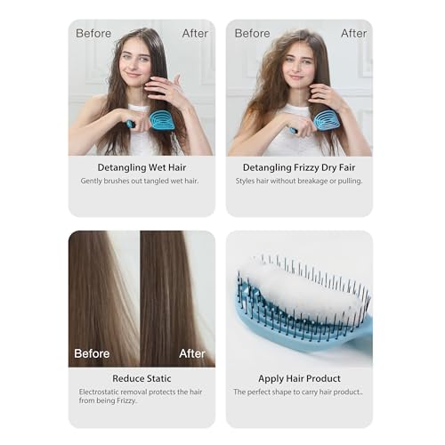 NuWay® DoubleC® Detangling Hair Brush – The Original Home Scalp-Care Brush – Patented Double Curved Scalp Care Hairbrush for Gentle Detangling, Volume Styling & Wet or Dry Hair (Lavender) - color: Lavender