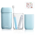 Travel Toothbrush Case, Mini Wash Cup with Foldable Toothbrush | Mini rinse cup, for camping business hiking travel, toothbrush included, lightweight plastic, Cups with cover, blue - color: Small Blue