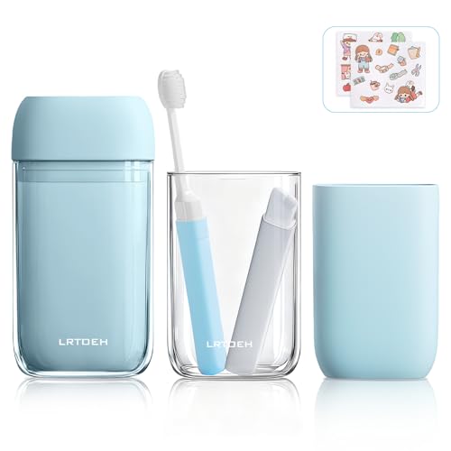 Travel Toothbrush Case, Mini Wash Cup with Foldable Toothbrush | Mini rinse cup, for camping business hiking travel, toothbrush included, lightweight plastic, Cups with cover, blue - color: Small Blue