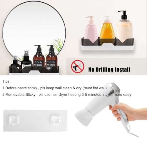 MRPAPA Bathroom Organizer Shower Caddy 2 Pack Wall Mounted Bath Shelves Kitchen Organization and Storage Bathroom Wall Mount Adhesive Shower Caddy Corner Shampoo Holder No Drilling Spice Rack