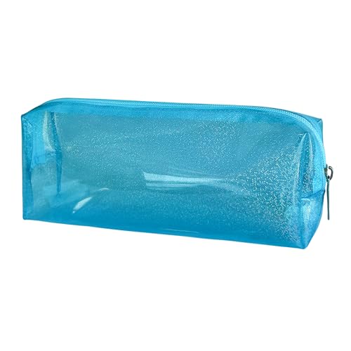 Waterproof Makeup Bag,10 x 3.5x 2 inch Blue TPU Travel Toiletry Bag with Handle for Women & Men, Portable Cosmetic Pouch for Gym Swim Beach (A250030-524-6) - color: Sky Blue