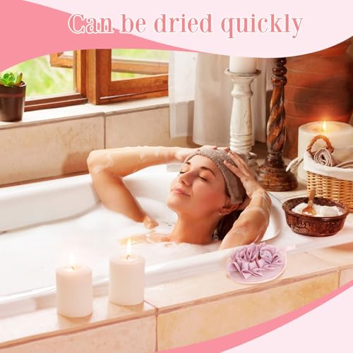 Boao 6 Pcs Bath Shower Pouf Sponge Mesh Pouf Shower Ball Exfoliating Body Sponge Pad Scrubber Glove with Flower Bath Ball (Green,Light Pink) - style: Green,Light Pink