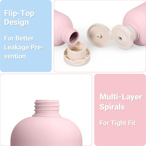 ASEVAT 8.8oz 4pack Refillable Travel Shampoo and Conditioner Bottles, Travel Size containers, Travel Bottle for toiletries, Squeeze Bottles with Flip Cap, Empty Plastic Leak Proof Travel Bottles - color: Pink, size: 8.8oz