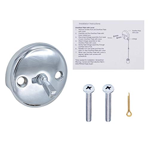 Bath Tub Waste Overflow Drain Trip Lever Face Plate for Bathtub with Matching Screws for Faceplate (Chrome) - color: Chrome