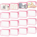 YedsIntu 16-Piece Makeup Bags, Waterproof Toiletry Bag Carry Pouch Portable Cosmetic Bag PVCTravel Clear Pouches Carry-on Travel Essentials Transparent Storage Organizer Bag (Rose Pink-M) - color: Rose Pink-M