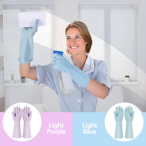 2 Pairs Reusable Rubber Cleaning Gloves, Waterproof & Durable Latex Dishwashing Gloves for Kitchen, Bathroom & Household Cleaning, Flexible & Long-Lasting with Non-Slip(Medium)
