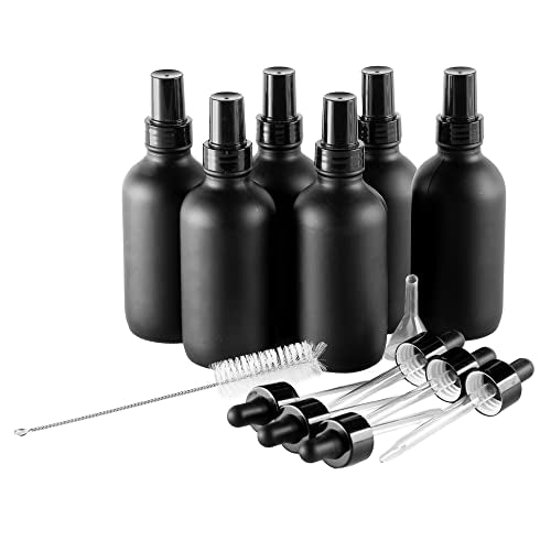 A Bar Above Cocktail Atomizer Spray Bottles and Dropper Set, Small Spray Bottle Set for Your Bar, Versatile Atomizer Glass Bottles, Small Bitters Bottle, Mini Bottles, Black, 4 Ounces - color: Black, size: 4oz