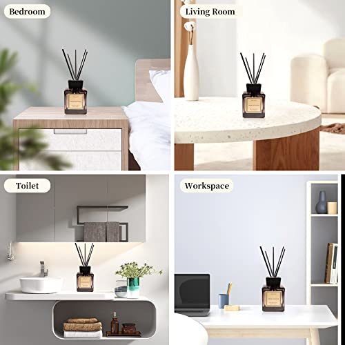 White Musk Cedar Reed Diffuser Freshen Up Your Living Space Transform Your Home with Natural Fragrance Room Scent Diffuser with 5 Diffuser Sticks 7.04 oz - Black