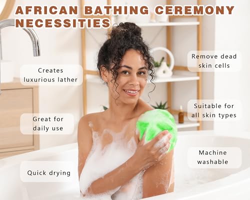 2 Pack African Net Sponge Exfoliating Body Scrubber Bath Sponge for Daily Use (Light Purple + Light Green) - color: Light Purple + Light Green