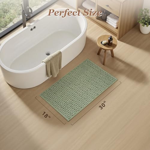 AMOAMI Unique Woven Bath Mat, Super Absorbent Non Slip Bath Mat, 18" x 30", Sage - color: Sage, size: 18" x 30"