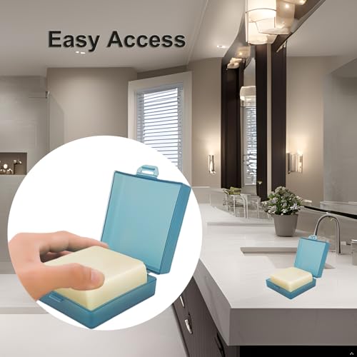 Square Soap Dishes Holder for Shower Travel Container with Lid Lightweight Waterproof Soapbox for Dr. Squatch Men's Bar for Traveling Toiletry Gym Bathroom (Light blue) - color: Light blue