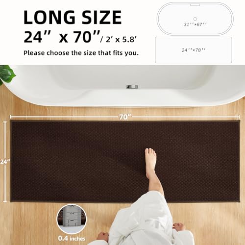 TYUU Bathroom Runner Rugs, Long Bath Mat Runner Washable Thin Quick Dry Low Pile Bathroom Runner Rugs Non Slip, Brown 24"x70" - color: Brown01, size: 2' X 5'10" (Runner)
