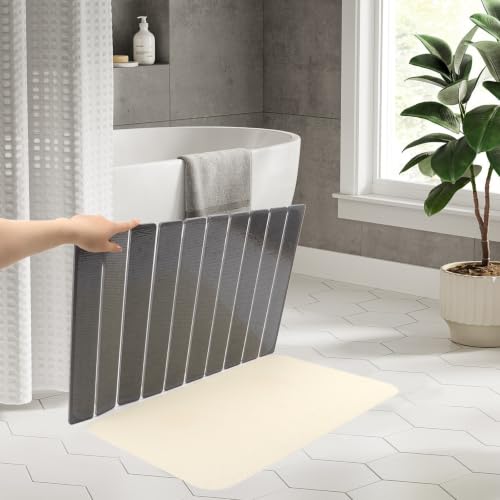 Stone Bath Mat,24 x 15.4 Inch Non-Slip Diatomaceous Earth Mat,Quick Dry Stone Bath Mat for Bathroom,Rollable Super Absorbent Drying Mat for Bahtroom Shower Floor, Dark Grey - color: Dark Grey