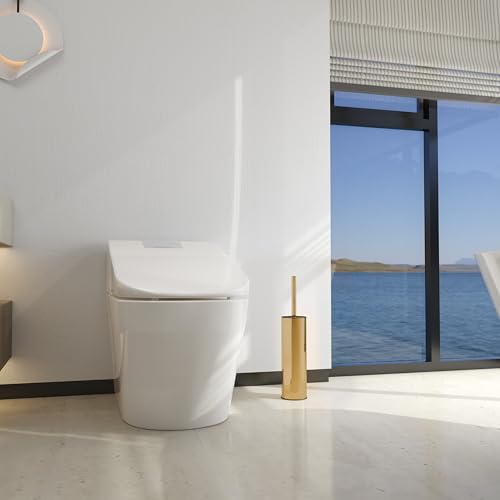 BGL Toilet Brush and Holder,Stainless Steel Toilet Brushes for Bathroom, Toilet Bowl Brush - color: Gold