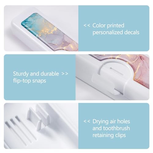 2 Pcs Toothbrush Travel Case - Colorful Pattern, Holder and Covers for Toothbrushes, Includes Tongue Scraper Case - color: 2PCS - 2, size: Small