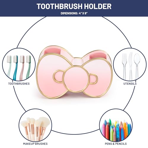 Jay Franco Hello Kitty Bow Toothbrush Holder - Pink Resin Pencil Holder - Bathroom Storage - color: Pink - Hello Kitty
