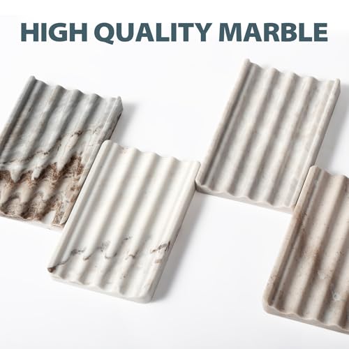 Karibiber Marble Soap Holder, Soap Dish for Shower, Bathroom, Kitchen, Multi-Function Soap Saver, Soap Saver with Water Ripple Design, Soap Tray for Bar Soap(Palissandro Classico) - color: Palissandro Classico