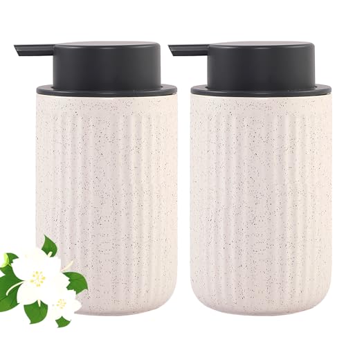 Beige Ceramic Soap Dispenser Set - Modern Refillable Hand Soap Dispenser With Pump for Bathroom, Kitchen, Farmhouse Decor - 2 Pack - color: 2pcs Beige, size: Liquid dispenser