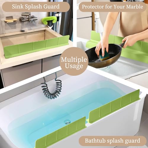 23" Ultra Silicone Sink Splash Guard Released in 2026 for Kitchen Sink,Bathroom and Island,with 3.5" High Splash Guard & 7 Strong Suction Cup (Matcha Green) - color: Matcha Green