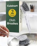 Cuisinart Dish Brush with Handle, 2 Pack, Firm Bristles | Multi-purpose dish scrubber for plates, pots, and pans, deep cleaning removes grease, safe for nonstick, round head - color: Round- Dark Gray