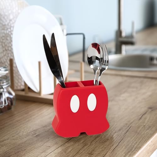 Jay Franco Disney Mickey Mouse Toothbrush Holder, Sturdy Resin Organizer | Kids Bathroom Storage for Pens and Makeup Brushes, Red Matte Finish, Desk and Counter Caddy (Officially Licensed) - color: Red - Mickey Mouse