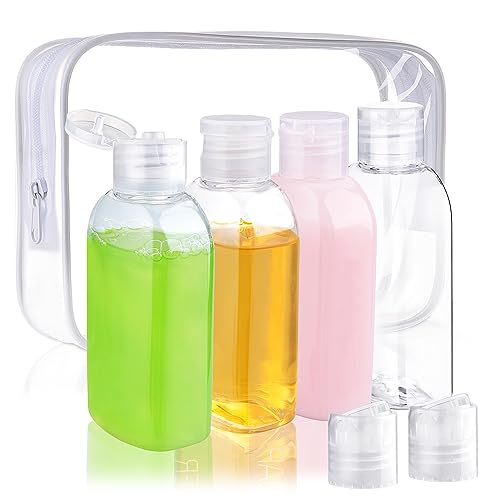 Cosywell Travel Shampoo Bottles 4pcs 3.4oz TSA Approved Travel Bottles for Toiletries Travel Size Bottle Leak Proof Empty Lotion Containers with Flip Cap Small Plastic Squeeze Bottle - color: C-3.4oz-Clear-4blank