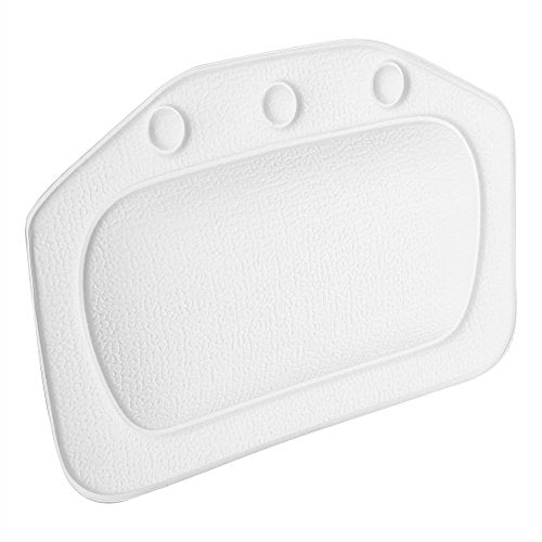 Bath Pillow, Bathtub Head Neck Support, Soft Foam Padded Spa Tub Headrest Back Shoulders Support Cushion Bathroom (White) - color: White