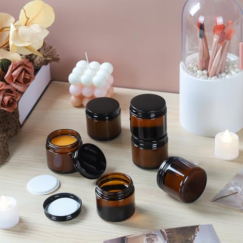 1oz Amber Glass Jars with Lids - 24 Pack Cosmetic Containers for Travel, Cream & Lotion - size: 1oz