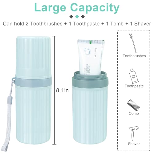 Mulbozy Travel Toothbrush Holder, Large Travel Toothbrush Cup Case, Portable Travel Toothbrush Toothpaste Makeup Storage for Business Trip Camping School - Blue - color: Style C-Blue