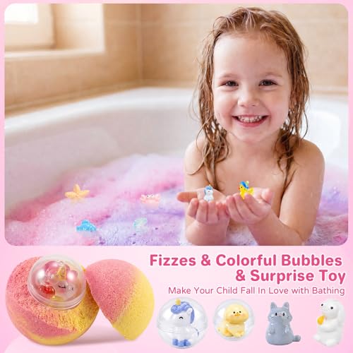 Bath Bombs for Kids with Surprise Inside, 24 Pack Kids Bath Bombs with Toys Inside Gift Set, Kid Bubble Bath Fizzy for Girls Boys with Bath Toys - color: Pink Edition